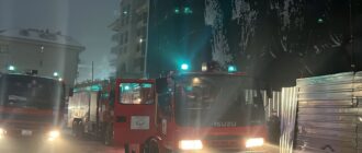 Пожар в строящемся здании на улице Геворга Эмина в Ереване, работа пожарно-спасательных служб
